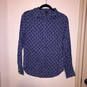 J. Crew Blue Polka Dot Blouse